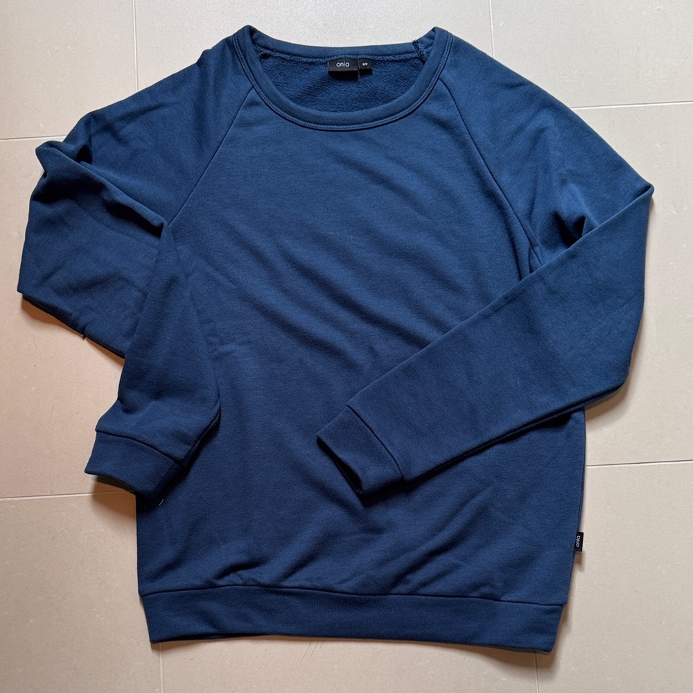ONIA Men's Deep Blue TERRY CREWNECK SWEATER